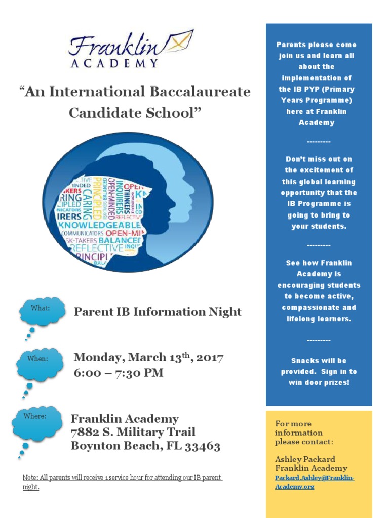 IB Parent Information Night at Franklin | PDF