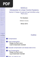 EE3CL4: Introduction To Linear Control Systems: Section 6: Design of Lead and Lag Controllers Using Root Locus