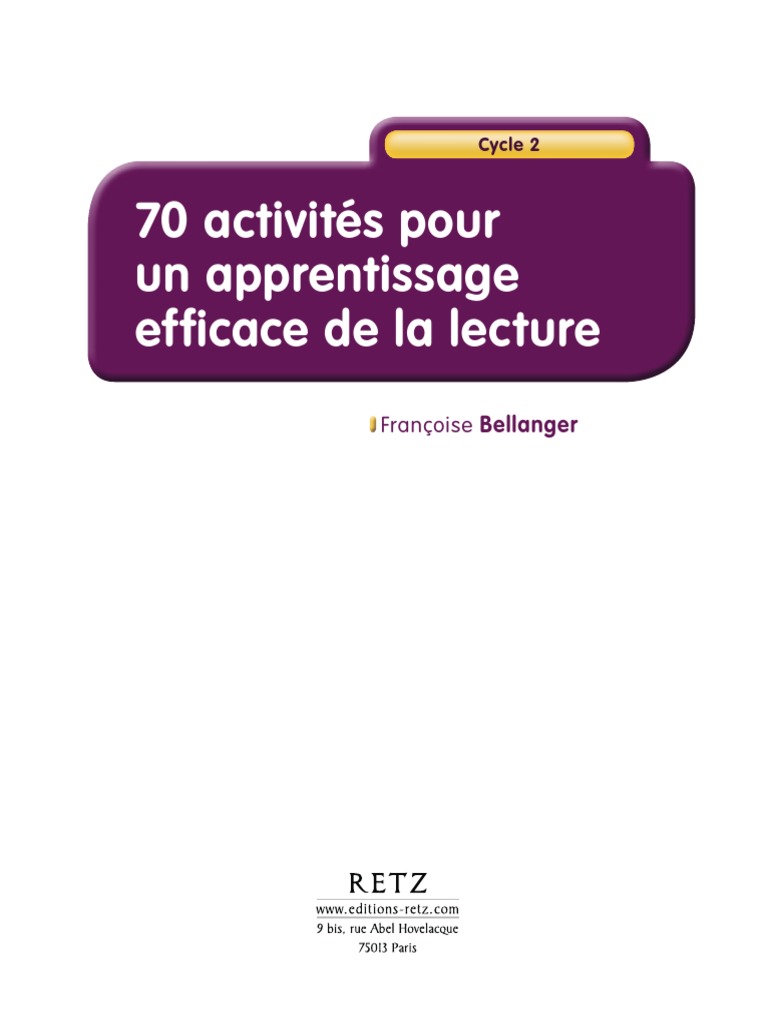 Extrait 70 Activites Pour Un Apprentissage Efficace de La Lecture RETZ ...