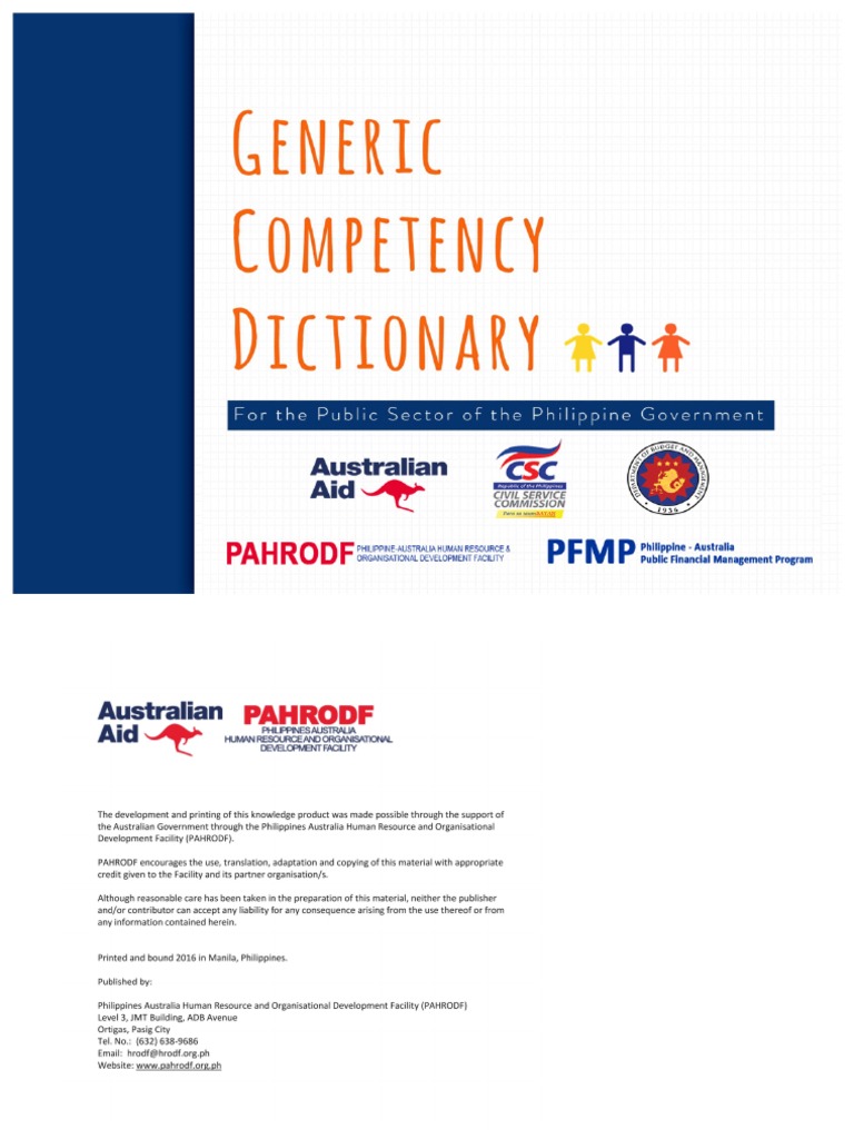 Generic Competency Dictionary | Competence (Human Resources) | Goal