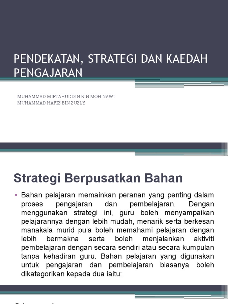 Pendekatan Strategi Dan Kaedah Pengajaran Pdf