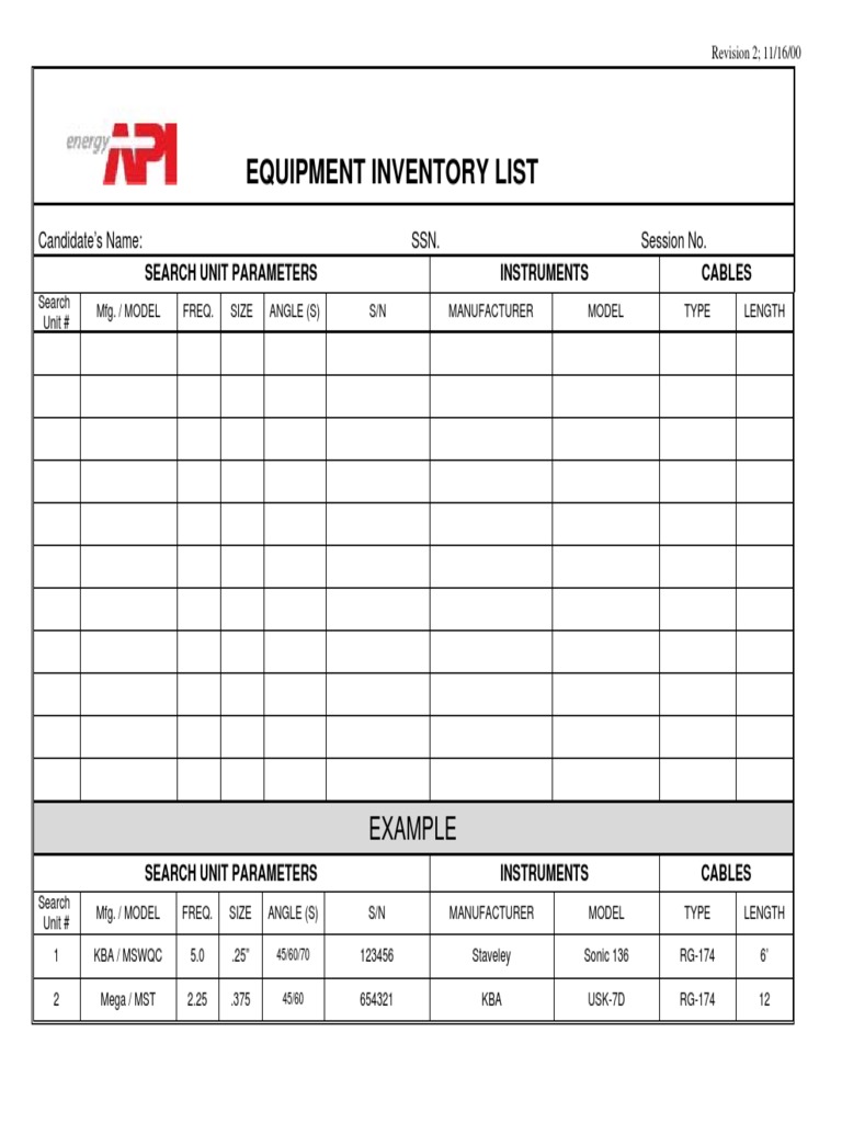 QUTE Equipment Inventory List PDF