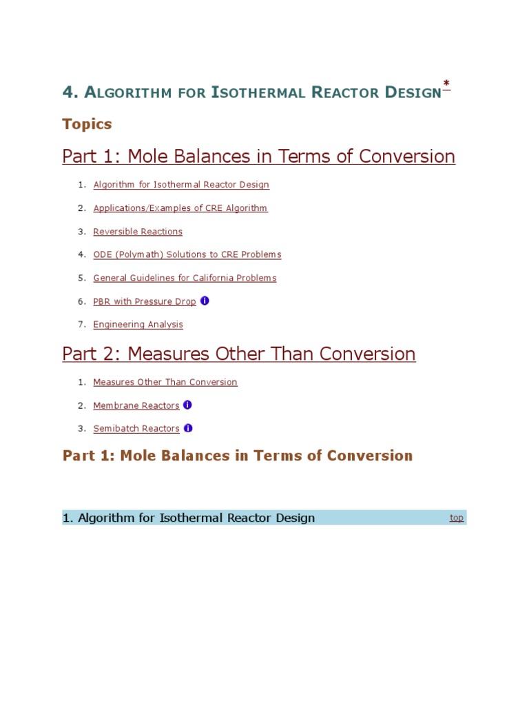 Chapter 4 Reactor Design | PDF | Stoichiometry | Chemical Reactor