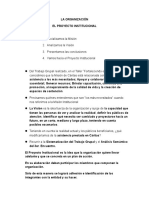 La Organización - Proyecto Institucional