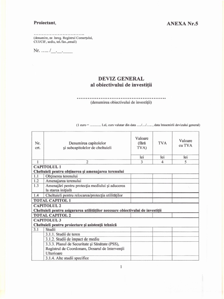 DEVIZ GENERAL Formular | PDF