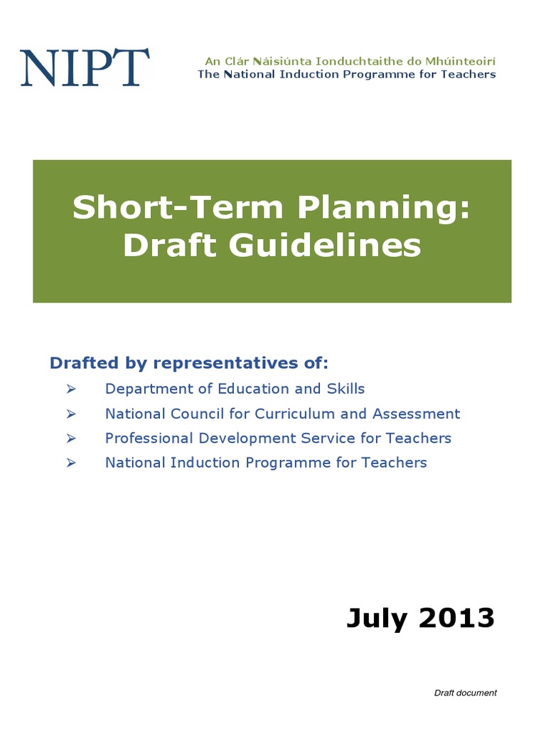 Short Term Planning Educational Assessment Curriculum