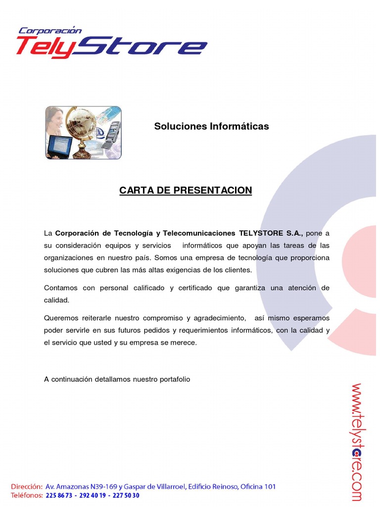Ejemplo Carta de Venta PDF Servidor Red de computadoras