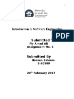 Introduction To Software Engineering: Pir Amad Ali Assignment No. 1