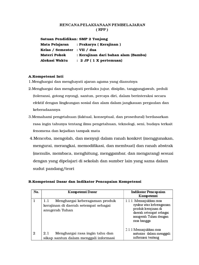 RPP KERAJINAN  Bambu  doc