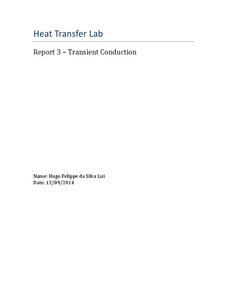 Transient Conduction Heat Transfer Analysis | PDF | Thermal Conduction ...