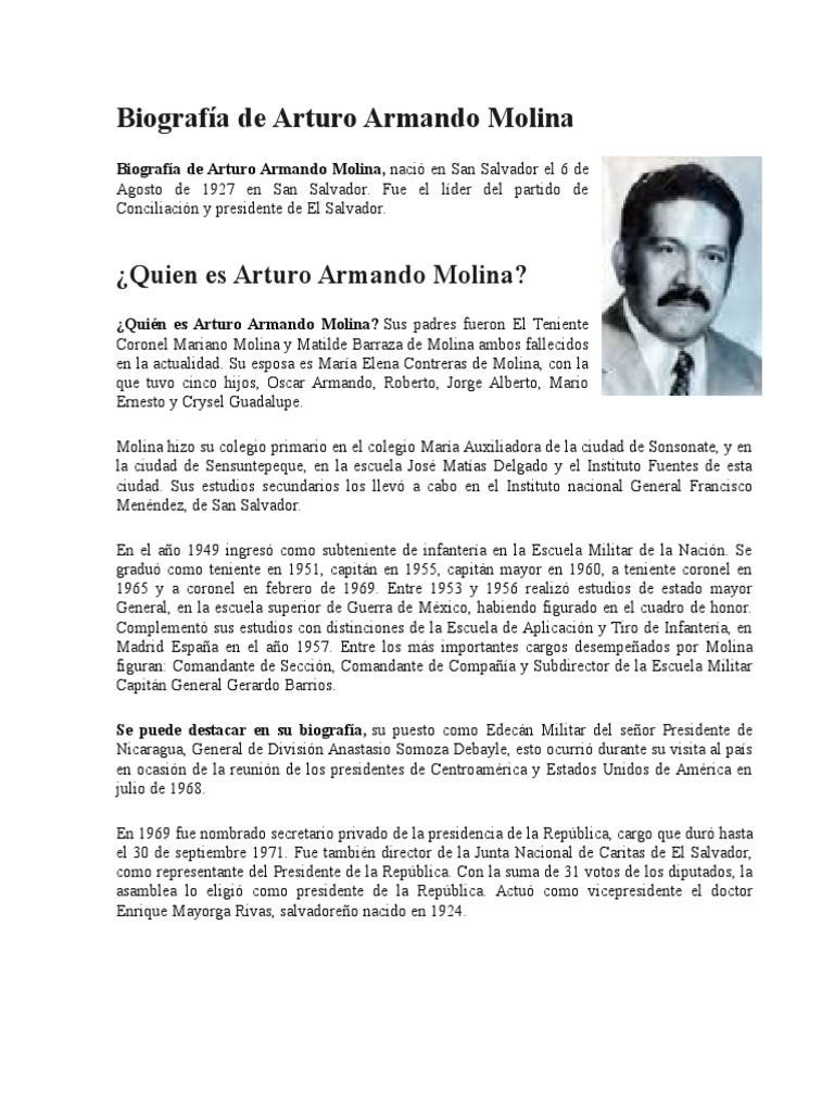 Biografía de Arturo Armando Molina PDF Gobierno Política (general)