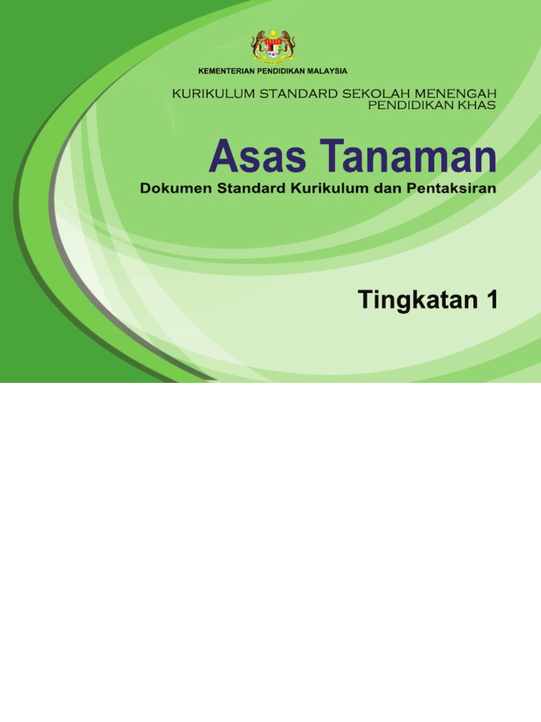Dskp Kssm Pendidikan Khas  Asas Tanaman