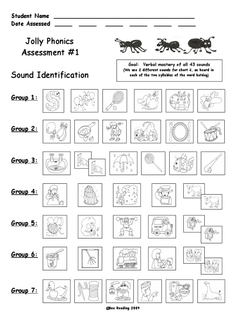 jolly phonics assessment 1 verbal sound mastery 1