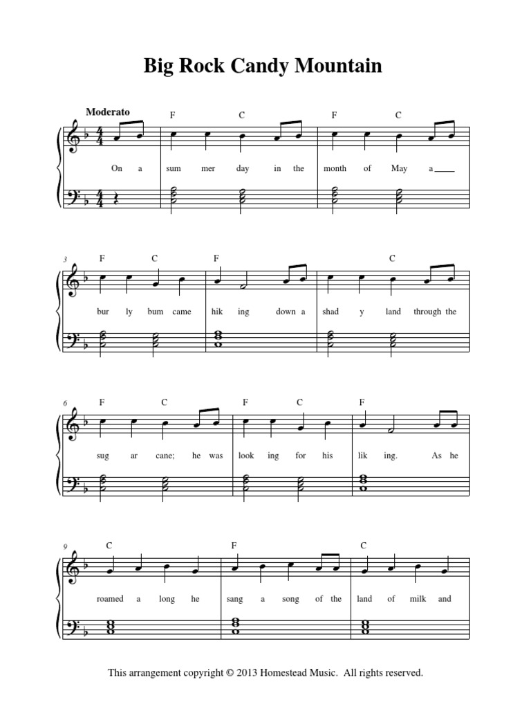 Big Rock Candy Mountain Piano Solo Entertainment (General)