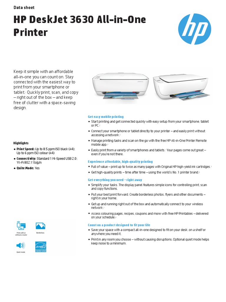 HP Deskjet 3630 PDF | Printer (Computing) | Image Scanner