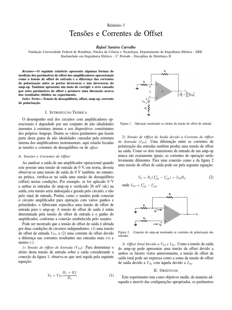 Offset | PDF | Amplificador operacional | Rede elétrica