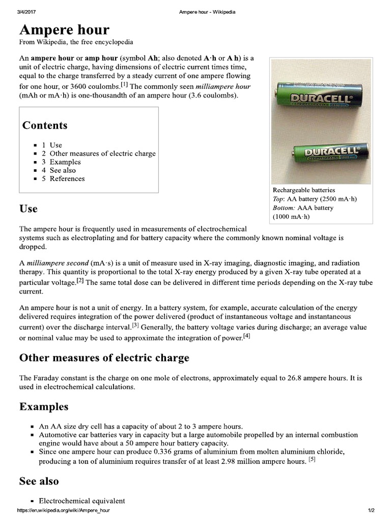 Ampere Hour PDF | PDF