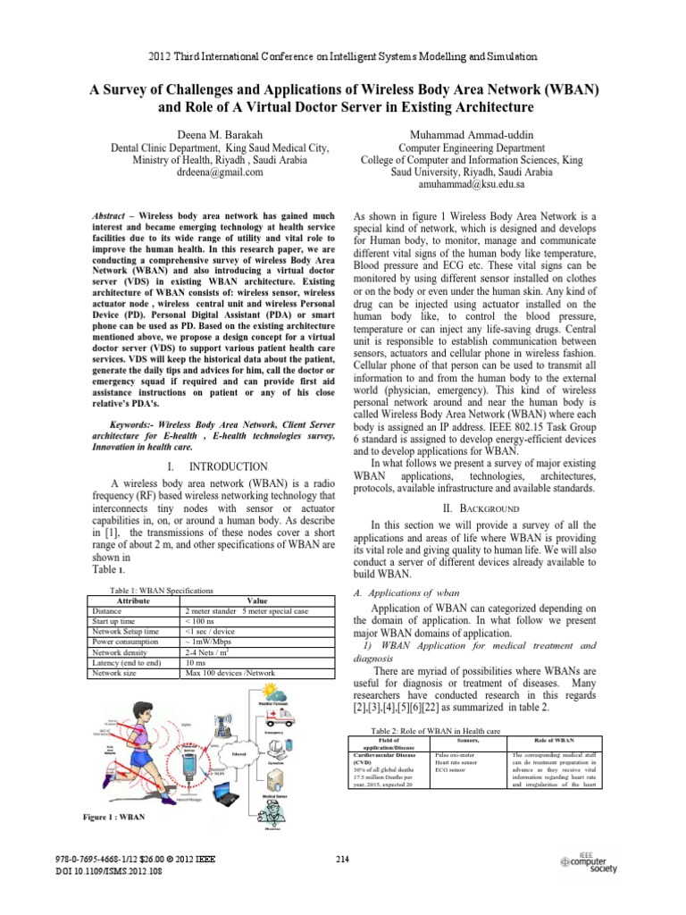 A Survey of Challenges and Applications of Wireless Body Area Network ...