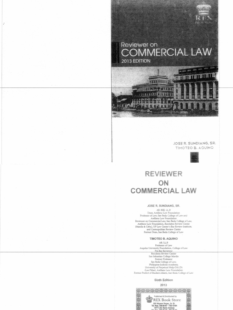 Commercial Law Reviewer Sundiang and Aquino PDF | PDF