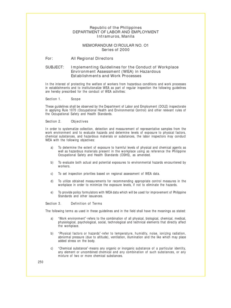 Work Environment Measurement Memorandum | PDF | Occupational Safety And ...