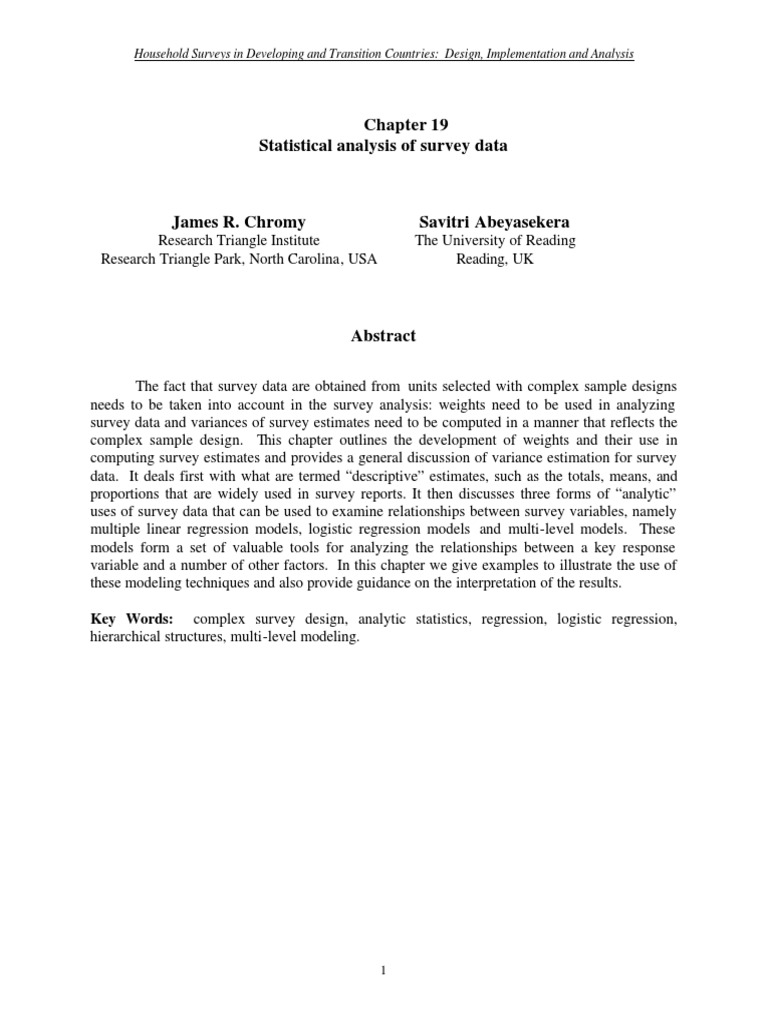 Statistical Analysis of Survey Data PDF | PDF | Regression Analysis ...