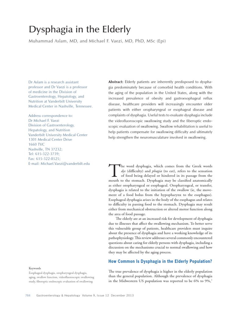 Dysphagia in The Elderly (Marco Teoìrico) | PDF | Esophagus ...