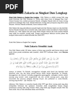 Kisah Nabi Zakaria As Singkat Dan Lengkapdocx