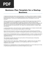 SCORE Deluxe Startup Business Plan Template