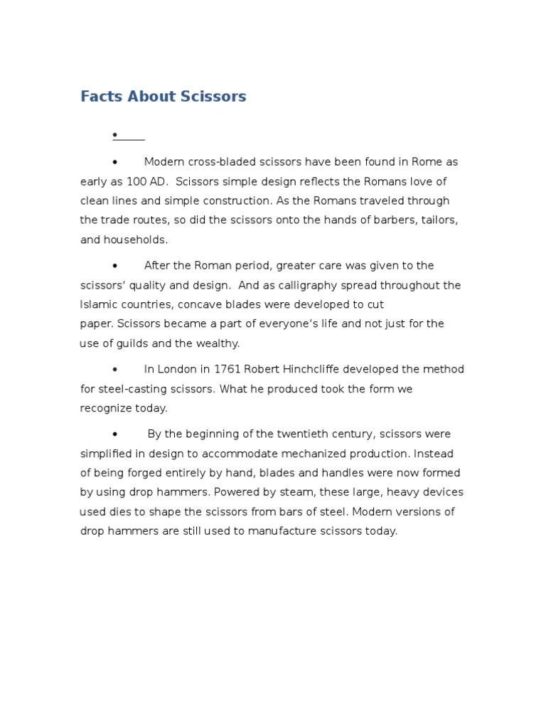 Facts About Scissors PDF Scissors Blade