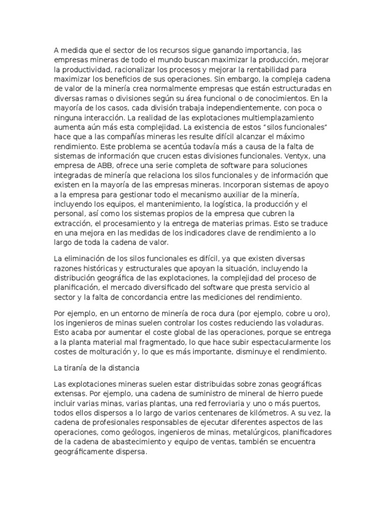 Cadena de Valor Mineria | PDF | Minería | Cadena de valor