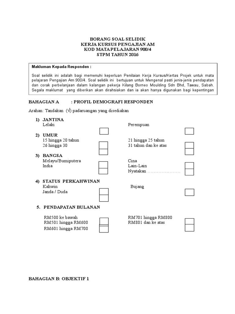 Surat Jabatan Pendidikan Negeri Soal Selidik