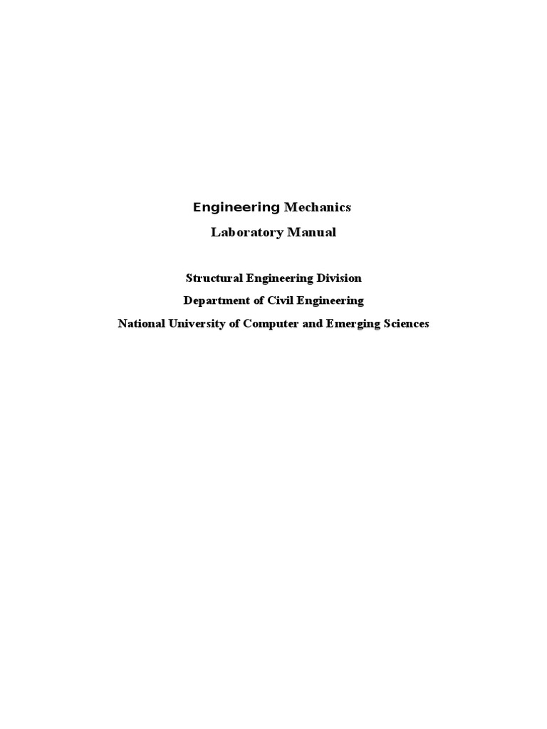 Engineering Mechanics Lab Manual | PDF | Friction | Torque