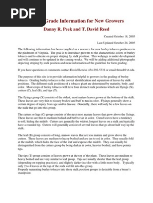 tobacco grading pdf Burley Tobacco Grading Guide | PDF | Leaf