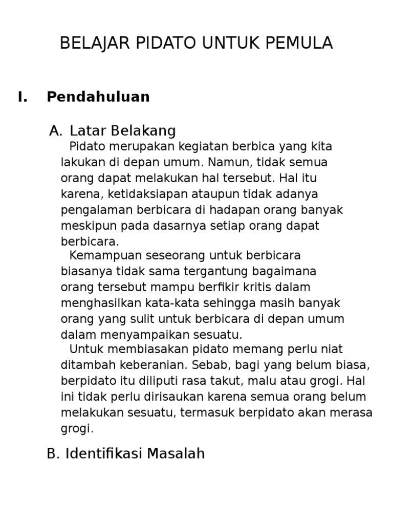 Belajar Pidato Untuk Pemula