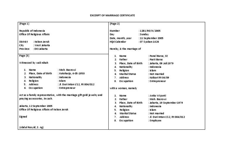 akta nikah Family Social Conventions