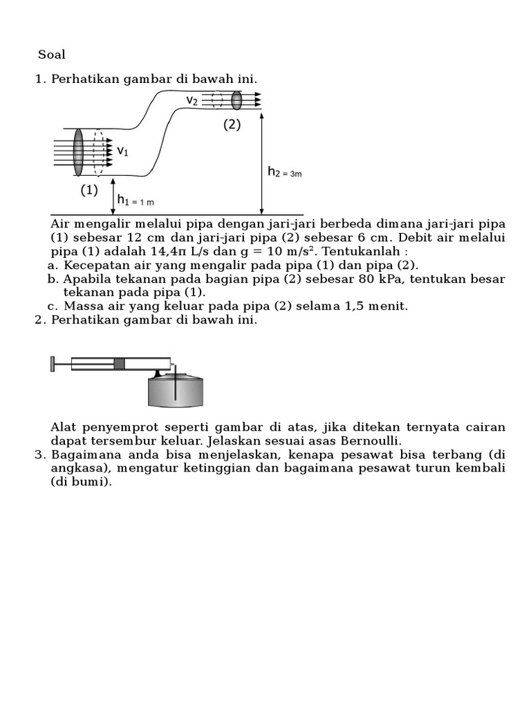 Soal Ulangan Harian Fluida Dinamis