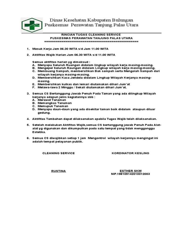 Kontrak Kerja Cleaning Service Docx