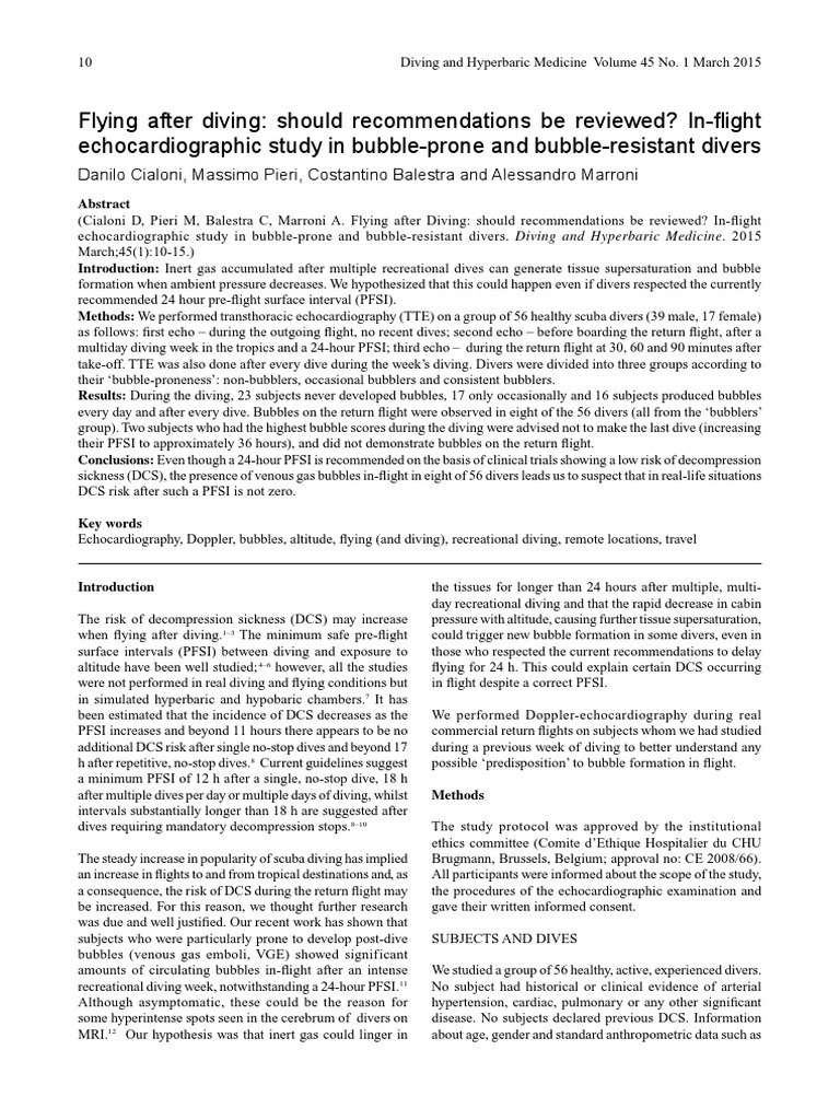 Flying After Diving PDF Scuba Diving Diving
