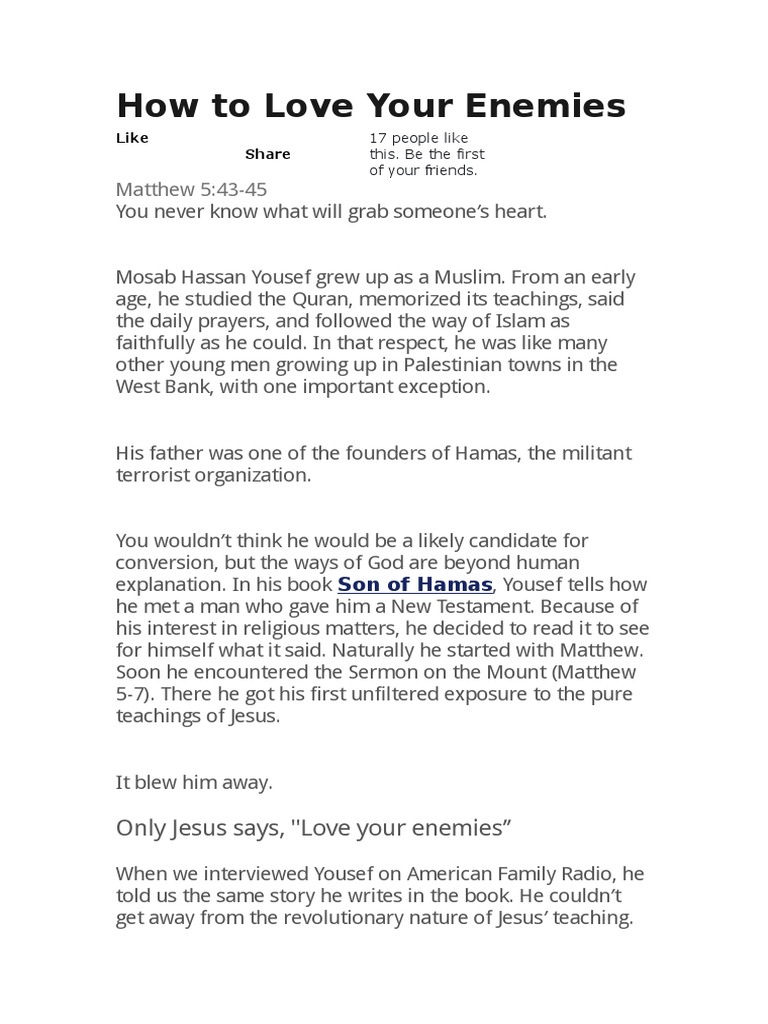 How To Love Your Enemies | PDF | Prayer | Jesus