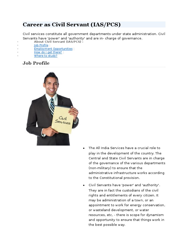 Guide to Civil Service Careers (IAS/PCS) | PDF | Civil Service | Test ...