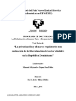 La Privatización y El Marco Regulatorio: Una Evaluación de La Liberalización Del Sector Eléctrico en La República Dominicana