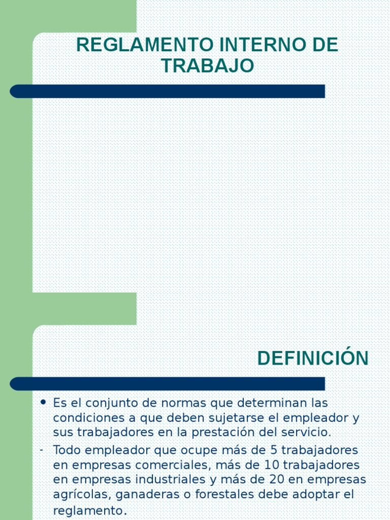 Reglamento Interno de Trabajo Esencial | PDF | Derecho laboral | Regulación