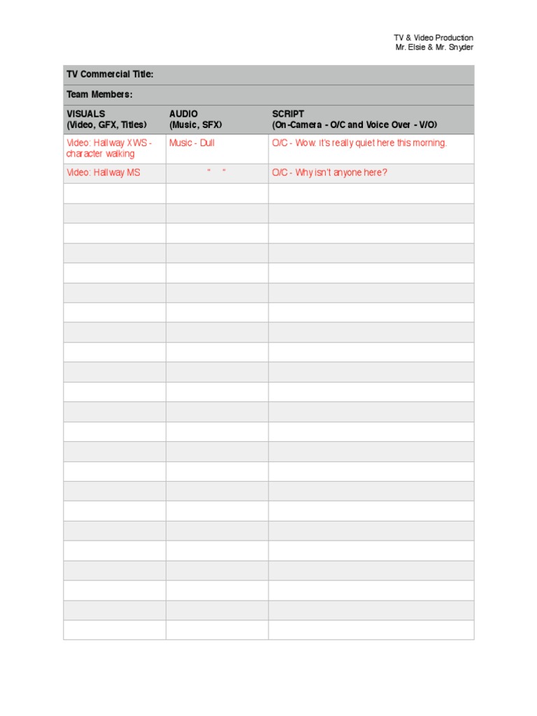 TV Commercial Script Template | PDF