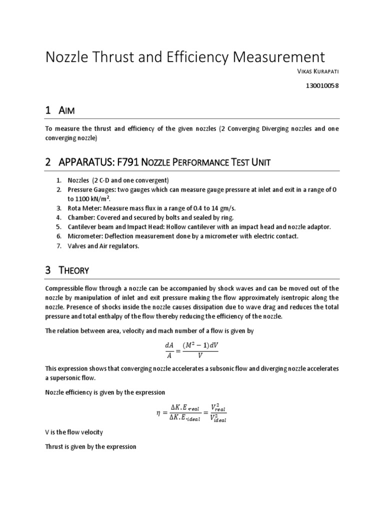 Measurement of Nozzle Thrust and Efficiency Using Different Nozzle