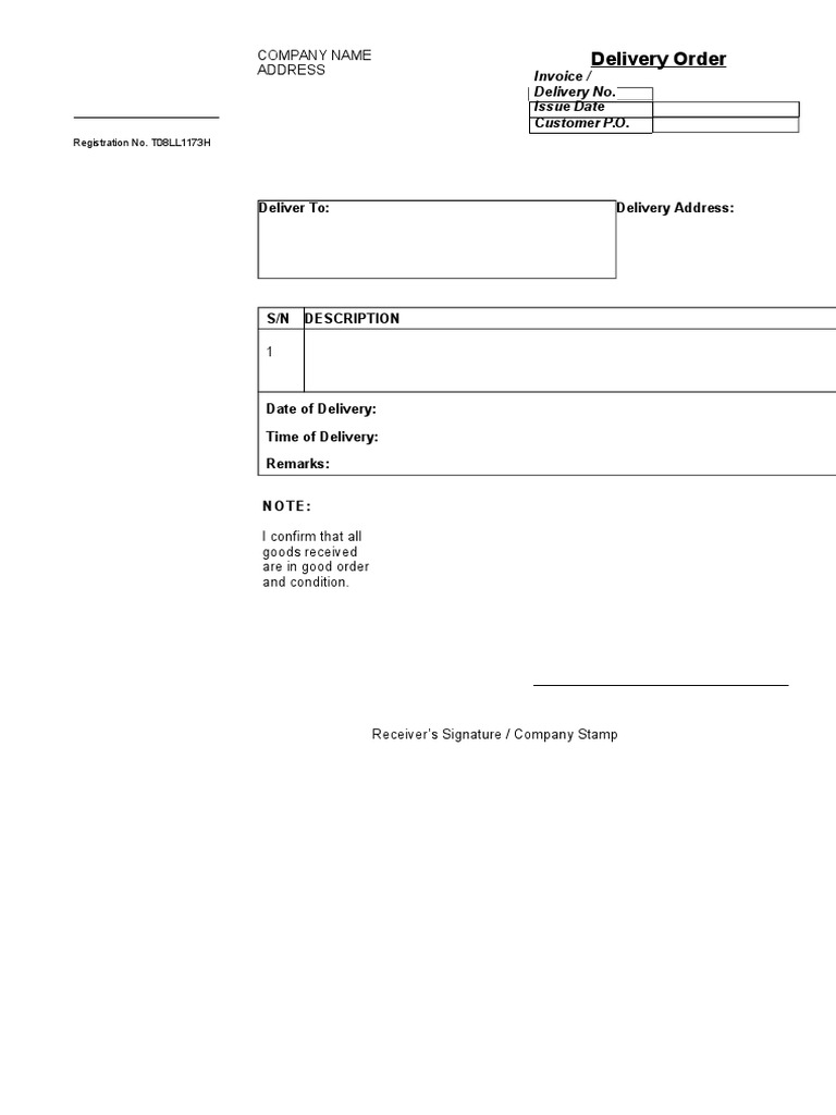 Contoh Delivery Order Pdf Receipt Written Communication