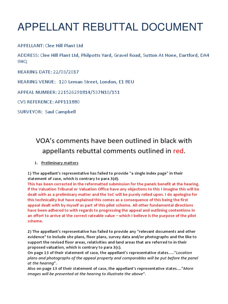 Appellant Rebuttal Document PDF | PDF | Real Estate Appraisal ...