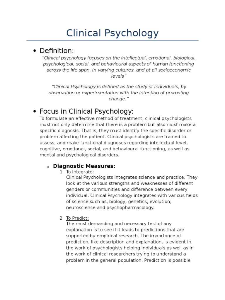 Clinical Psychology Introduction | PDF | Clinical Psychology | Mental  Disorder, image size:768x1024