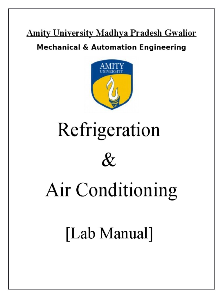 Rac Lab Manual PDF Air Conditioning Gas Compressor