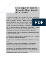 Instrucciones a Seguir en Caso de Derrames de Combustibles Durante El Suministro Al Usuario