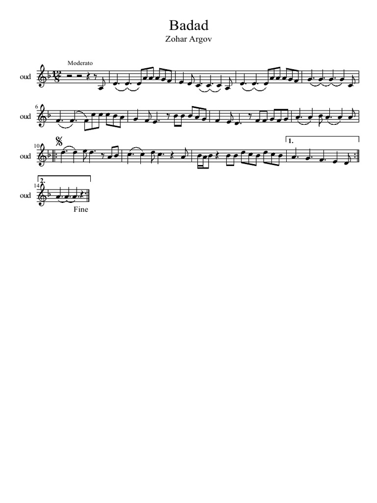 Badad Sheet Music For Oud PDF — free download